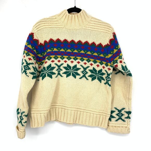 Vintage Limited Wool Pullover Sweater Womens Sz Small Fair Isle Print Mock Neck - Picture 1 of 5